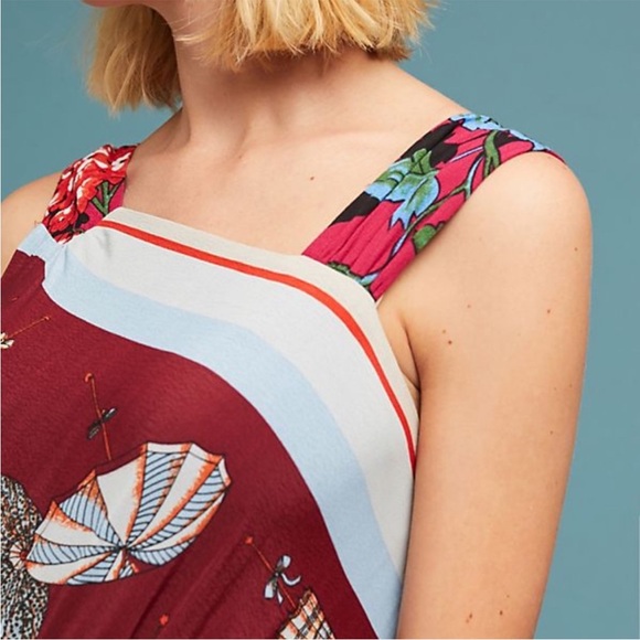 ANTHROPOLOGIE Moulinette Soeurs Size US 2 Asymmetrical Mixed Print Dress - Picture 3 of 8